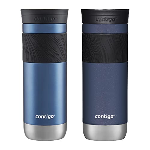 Contigo SNAPSEAL™ Insulated Stainless Steel Travel Mug with Grip, 20oz., Blue Corn Transparent Satin & Midnight Berry