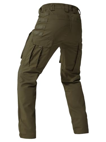 FREE SOLDIER Men's Cargo Pants,Tactical Pants for Men Stretch,Durable Ripstop EDC Work Pants for Hiking(Dark Green 30W/30L)