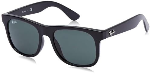 Ray-Ban Junior RJ9069S Justin Square Sunglasses, Black/Dark Green, 48 mm