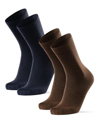 DANISH ENDURANCE Merino Wool Hiking Liner Socks, Thermal, Anti-Blister for Men and Women 2- Pack, Multicolor (1x Blue, 1x Brown), Large