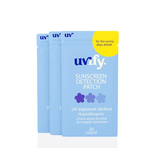 UVIFY UV Stickers for Sunscreen | 60 Count UV Detection Stickers | Know When to re-Apply Sunscreen | UV Stickers Safe for Kids Age 3+ (Pack of 3)