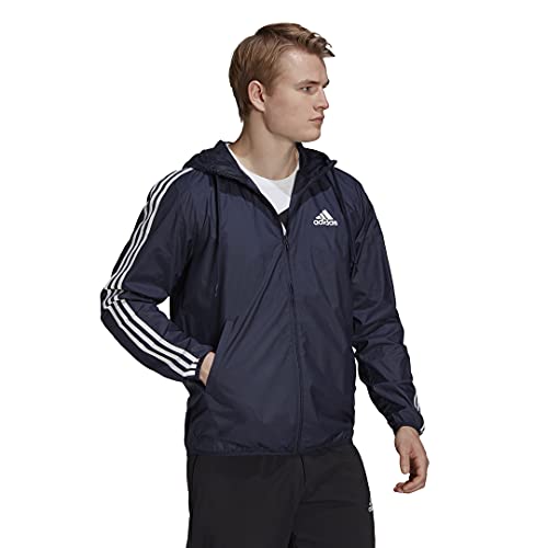 adidas Men's Essentials 3-Stripes Windbreaker, Legend Ink, Medium