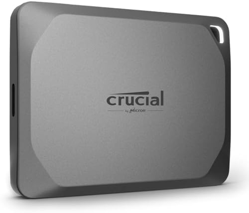 Crucial X9 Pro 4TB Portable SSD - 1050MB/s Read/Write, Water/Dust Resistant, with Mylio Photos+ - USB 3.2 for PC and Mac