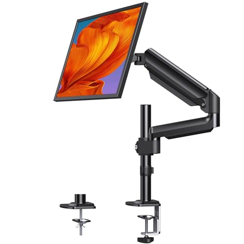 ErGear Single Monitor Mount, Monitor Arm Desk Mount for 13-32 Inch Computer Monitor Holds 19.8 lbs, Gas Monitor Stand for Desk with Swivel/Tilt/Rotation, VESA 75x75 or 100x100mm