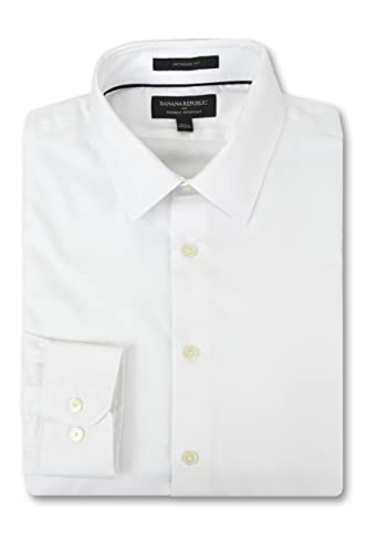 Banana Republic Mens 801207 Slim Fit Wrinkle Resistant Untucked Button Down Shirt, (US, Alpha, X-Large, Regular, Regular, White)