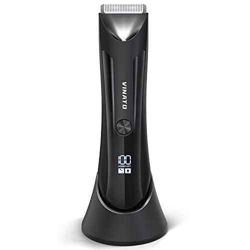 VINATO Electric Body Hair Trimmer - Manscape Ball Trimmer, Groin Hair Trimmer for Men, Waterproof Ball Shaver, USB Recharge Dock Replaceable Ceramic Blade, Male Hygiene Razor, 90 Mins Battery Life