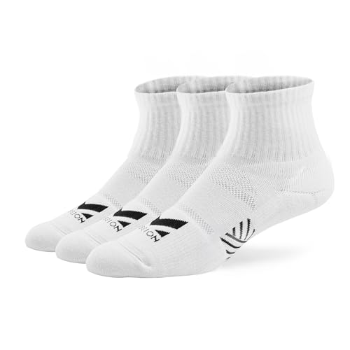 MISSION Pinnacle Dry Comfort Ankle Socks, Large - 3 Pack, White - No-Slip Design - Moisture-Wicking Fabric - Blister & Odor Free - Unisex