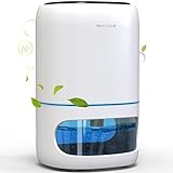 Hoomace Small Dehumidifiers for Bedroom w/Air Purifying Function, 1000 ml/35 oz for 2500 Cubic Feet (260 sq ft) with 7 Colorful LED Lights Timer Set Negative Ions Below 30 dB, Auto Shut-Down