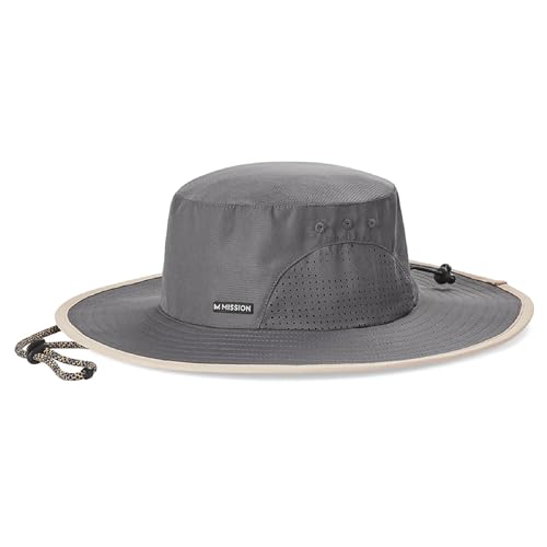 MISSION Cooling Elevation Hat, Iron Gate - Unisex Wide-Brim Hat for Men & Women - Lightweight & Durable - Cools Up to 2 Hours - UPF 50 Sun Protection - Machine Washable