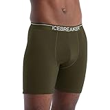 Icebreaker Merino Anatomica Men’s Underwear Boxer Briefs, Merino Wool Blend, Stretchy, Long Men’s Boxer Shorts for Hiking, Running, Trail Sports - Outdoor Base Layer for Men, Loden Green, Medium