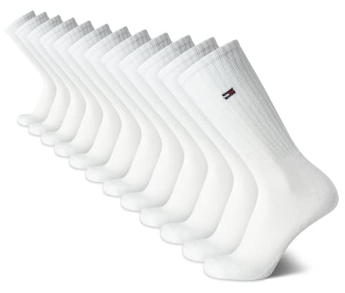 Tommy Hilfiger Men's Crew Socks - 12 Pack Performance Cushion Comfort Crew Socks - Breathable Athletic Socks for Men, Size 7-12, White