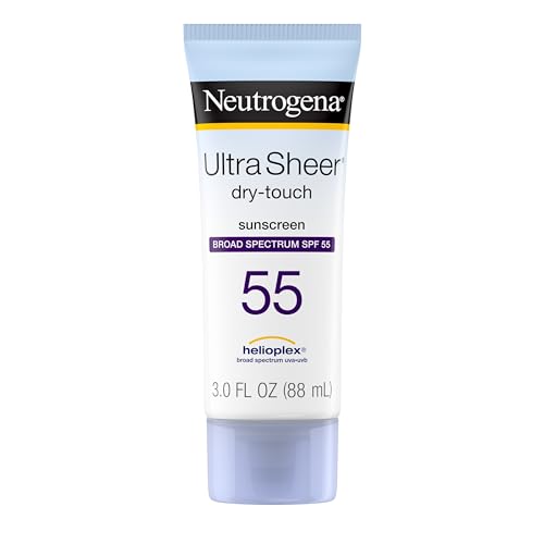 Neutrogena Ultra Sheer Dry-Touch Sunscreen Lotion, Broad Spectrum SPF 55 UVA/UVB Protection, Lightweight Water Resistant Face & Body Sunscreen, Non-Greasy, Travel Size, 3 fl. oz