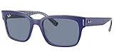 Ray-Ban Men's RB2190 Jeffrey Square Sunglasses, Blue On Vichy Blue/White/Blue, 55 mm