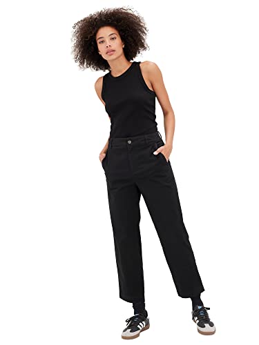 GAP Womens High Rise Girlfriend Khaki Pants, True Black, 12 US