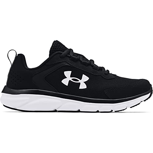 Under Armour Boys Grade-School Assert 9 Running Shoe, Black/White, 5.5 Wide Big Kid US