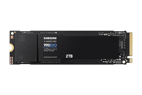 SAMSUNG 990 EVO SSD 2TB, PCIe Gen 4x4, Gen 5x2 M.2 2280 NVMe Internal Solid State Drive, Speeds Up to 5,000MB/s, Upgrade Storage for PC Computer, Laptop, MZ-V9E2T0B/AM, Black