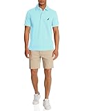 Nautica mens Short Sleeve Solid Stretch Cotton Pique Polo Shirt, Bright Aqua, Medium US