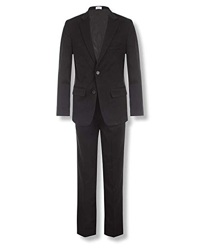 Calvin Klein Boys' 2-Piece Formal Suit Set, Includes Single Breasted Jacket & Straight Leg Dress Pants with Belt Loops & Functional Pockets, Black, 8