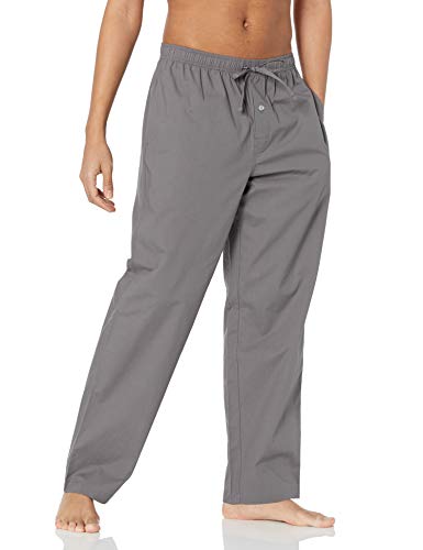 Amazon Essentials Men's Straight-Fit Woven Pajama Pant, Grey, Medium