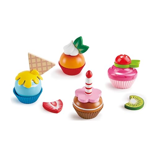 Hape Cupcakes | Colorful Wooden Cupcakes, Children’S Pretend Play Food Kitchen Toy