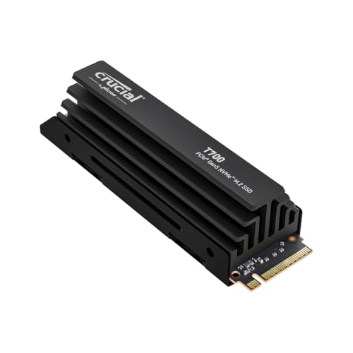 Crucial T700 2TB Gen5 NVMe M.2 SSD with Heatsink - Up to 12,400 MB/s - DirectStorage Enabled - CT2000T700SSD5 - Gaming, Photography, Video Editing & Design - Internal Solid State Drive