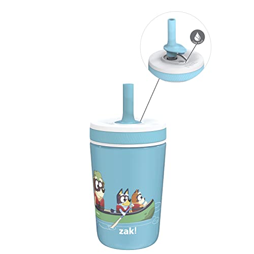 Zak Designs Bluey Kelso Toddler Cups For Travel or At Home, 12oz Vacuum Insulated Stainless Steel Sippy Cup With Leak-Proof Design is Perfect For Kids (Bluey, Bingo, Grandad Mort)