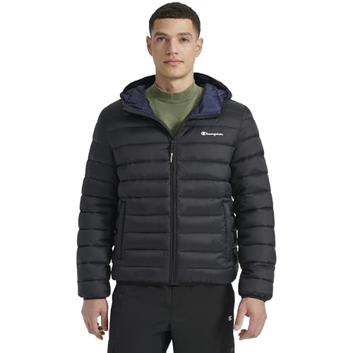 Champion Men's Performance Lightweight Puffer Jacket with Hood, Black