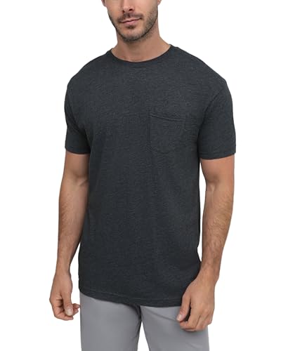 INTO THE AM Charcoal Pocket T Shirts for Men S - 4XL Soft Fitted Short Sleeve Mens Pocket Tee Shirts (Charcoal, Large)