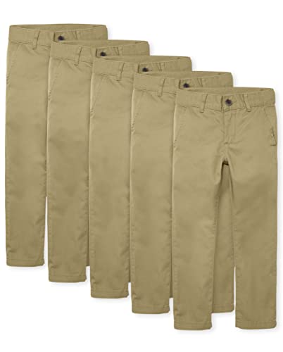 The Children's Place Boys Stretch Skinny Chino Pants,Flax 5 Pack,7