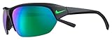 Nike Skylon Ace Rectangular Sunglasses, Matte Black/Green, 69 mm