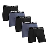 PUMA Men's Microfiber Boxer Brief, 5-pack (Medium, Black and Gray)