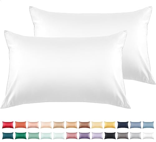 Warmstar Cotton Pillow Cases Standard Size Set of 2, 600 Thread Count Pillowcases 20x26 Inches, Soft Long Staple Cotton Pillowcases Breathable with Envelope Closure,White