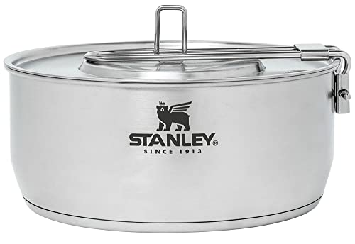 STANLEY Even Heat Essential Pot Set, 4-Piece Camping Cookware Set with Stainless Steel Pots and Pans, Utensils, Lids, and Cooking Accessories, Outdoor Travel Kit for Campsites, Hiking, and More