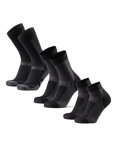 DANISH ENDURANCE 3 Pack Mixed Outdoor Hiking Socks, Merino Wool, Women & Men, Black, Large