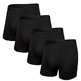 BAMBOO COOL Men's Underwear Boxer Briefs Soft Breathable Performance Underwear for Men 4 Pack (L)