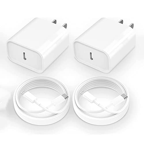 2-Pack iPhone 15 14 13 12 11 Fast Charger,【MFi Certified】 20W PD USB C Charger Block with 6ft Lightning Cable for iPhone 14 13 12 11 XR XS X 8 iPad AirPods (USB C Charger Cable Not Included)