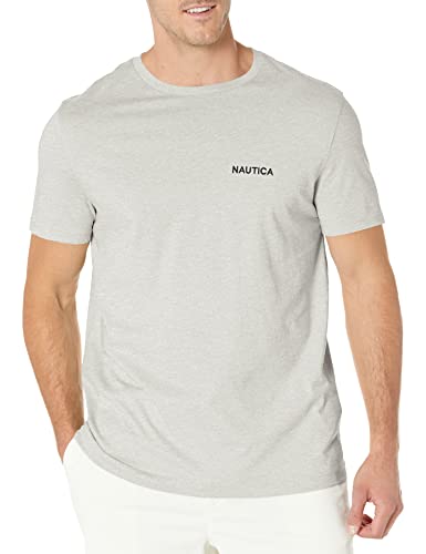 Nautica Men's Short Sleeve Solid Crew Neck T-Shirt, Grey Heather, Large