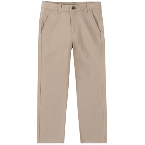 IZOD Boys' School Uniform Twill Khaki Pants, Flat Front & Comfortable Waistband, 12