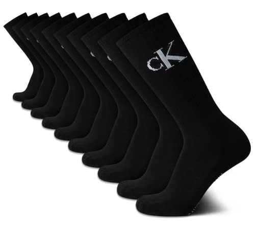 Calvin Klein Men’s Crew Socks - 6 Pack Performance Cushion Comfort Crew Socks - Breathable Athletic Socks for Men (7-12), Size 7-12, Black Light Grey Logo