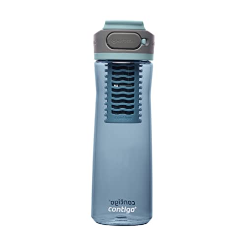 Contigo Clybourn Plastic FreeFlow Filter Water Bottle with AUTOSEAL spill-proof Lid 24oz., Dark Ice