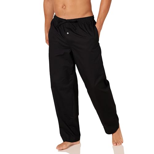 Amazon Essentials Men's Straight-Fit Woven Pajama Pant, Black, Small