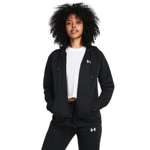 Under Armour Women's Armour Fleece Full Zip, (001) Black / / White, Large