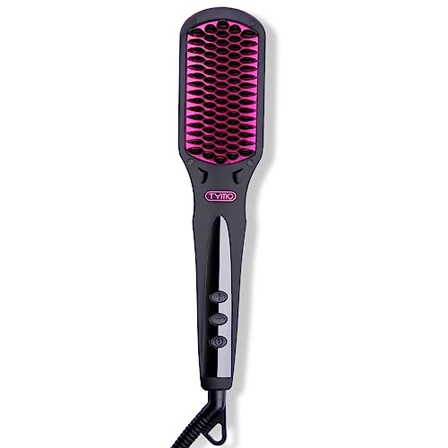 TYMO One-Step Hair Straightening Brush with Negative Ions, Ceramic Heating, 16 Temperature Settings, LCD Display, and Anti-Scald Safety Design for All Ages