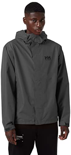 Helly Hansen Men's Seven J Waterproof Windproof Breathable Rain Jacket, 980 Ebony, X-Large