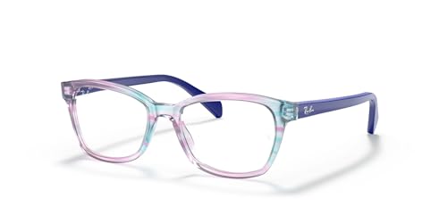 Ray-Ban Junior Girls' RY1591 Square Prescription Eyeglass Frames, Violet Striped Multicolor/Demo Lens, 48 mm