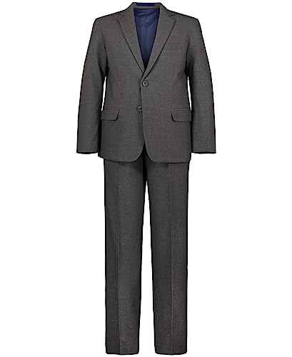 IZOD Boys' 2-Piece Formal Suit Set, Includes Single Breasted Jacket & Straight Leg Dress Pants with Belt Loops & Functional Pockets, Charcoal