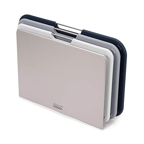 Joseph Joseph Nest 3 Piece Color Coded Cutting Board Set With Storage Stand, Regular - Grey/Blue