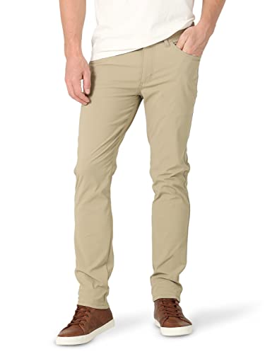 Lee Men's Extreme Motion 5 Pocket Synthetic Slim Fit Pant, KC Khaki, 32W x 30L