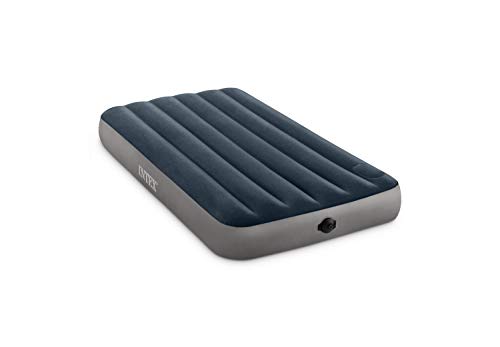 Intex 64781E Dura-Beam Standard Single-High Air Mattress: Fiber-Tech – Twin Size – 2-Step Pump – 10in Bed Height – 300lb Weight Capacity