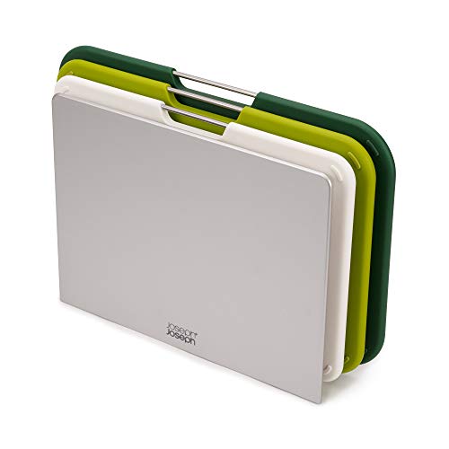 Joseph Joseph Plastic Cutting Board Set with Storage Stand 3 Different Sized Boards